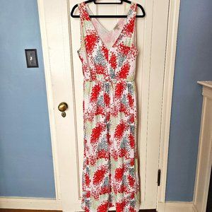 Lucky Brand Maxi Dress Spring Summer Floral Sleeveless V-Neck Flowy - Size L
